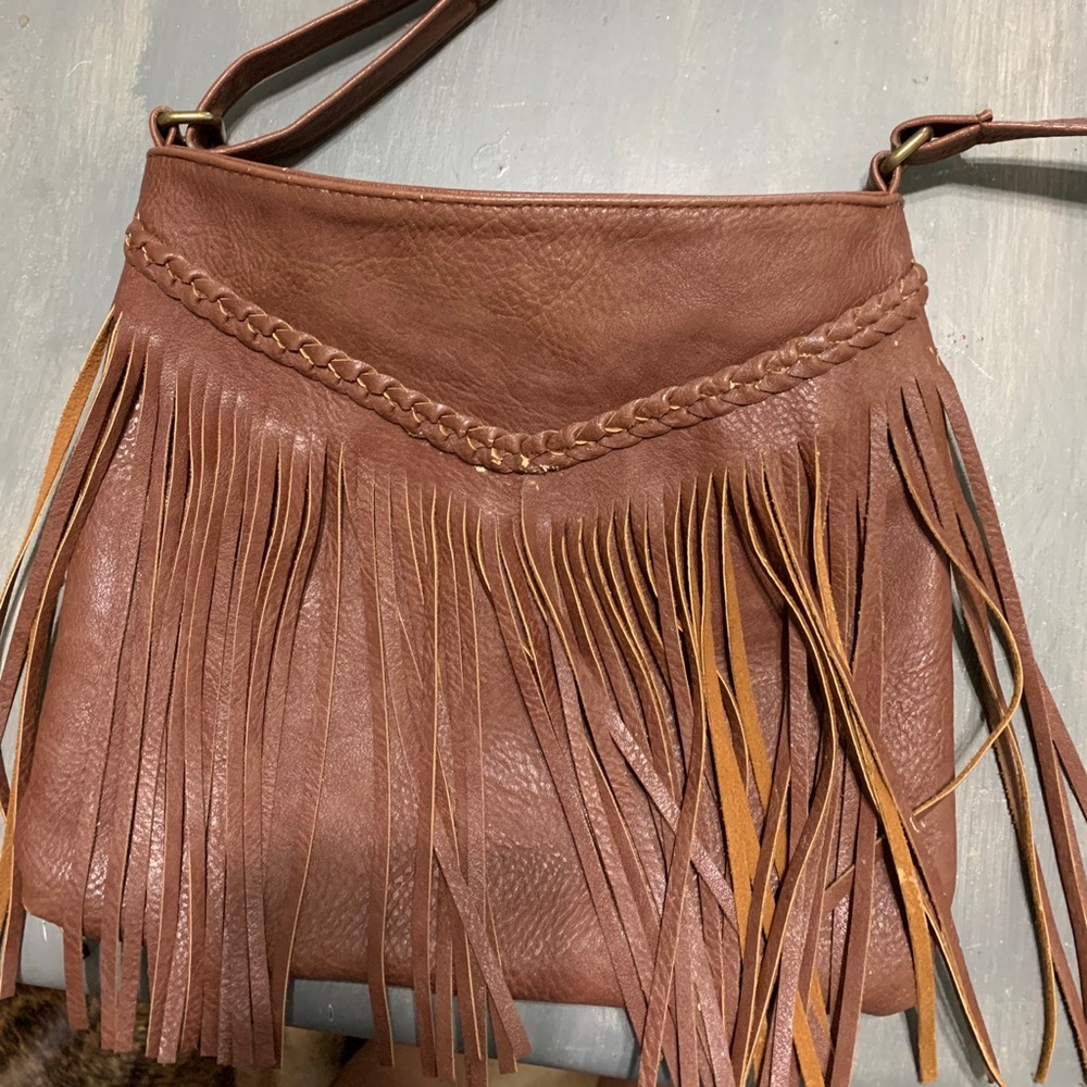 Brown Fringe Crossbody Purse